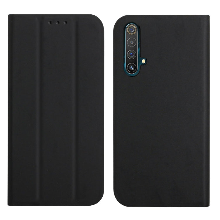 For OPPO Realme X3 / X50 5G 3-Folding Ultrathin Skin Feel Magnetic Solid Color Horizontal Flip Leather Case with Holder