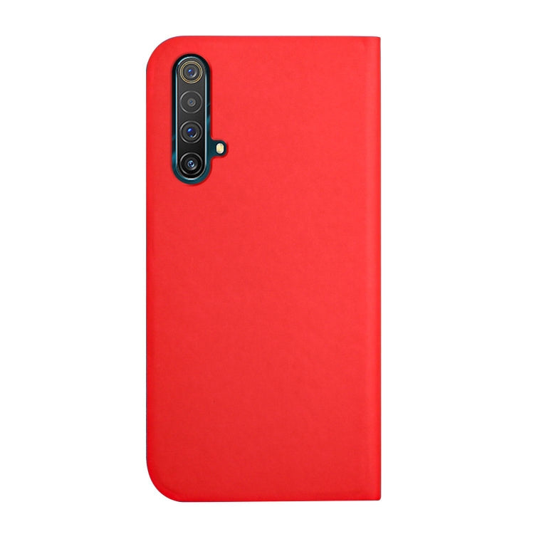 For OPPO Realme X3 / X50 5G 3-Folding Ultrathin Skin Feel Magnetic Solid Color Horizontal Flip Leather Case with Holder
