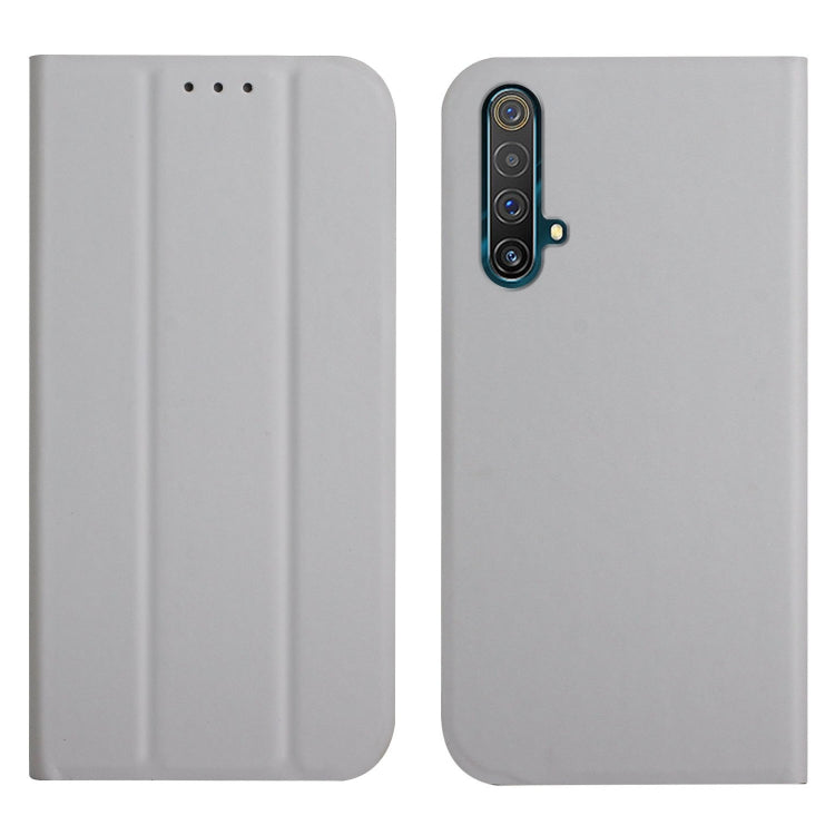 For OPPO Realme X3 / X50 5G 3-Folding Ultrathin Skin Feel Magnetic Solid Color Horizontal Flip Leather Case with Holder