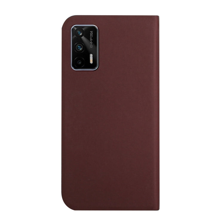 For OPPO Realme XT 3-Folding Ultrathin Skin Feel Magnetic Solid Color Horizontal Flip Leather Case with Holder