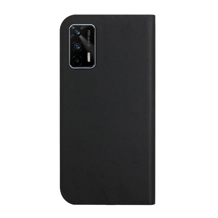 For OPPO Realme XT 3-Folding Ultrathin Skin Feel Magnetic Solid Color Horizontal Flip Leather Case with Holder