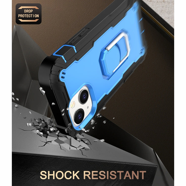 For iPhone 13 mini PC + Rubber 3-layers Shockproof Protective Case with Rotating Holder