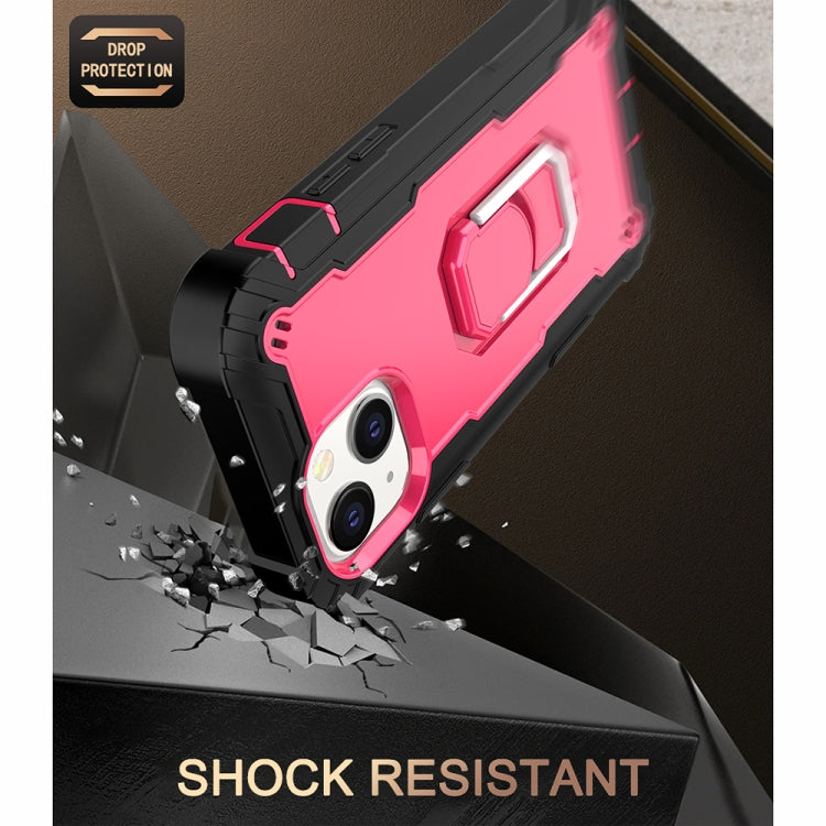 For iPhone 13 mini PC + Rubber 3-layers Shockproof Protective Case with Rotating Holder