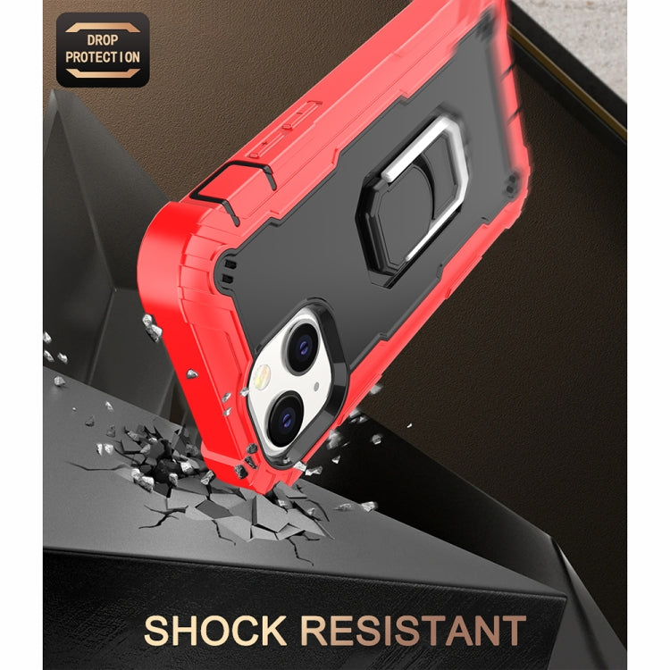 For iPhone 13 mini PC + Rubber 3-layers Shockproof Protective Case with Rotating Holder