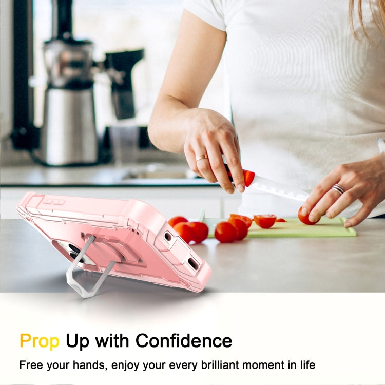 For iPhone 13 mini PC + Rubber 3-layers Shockproof Protective Case with Rotating Holder