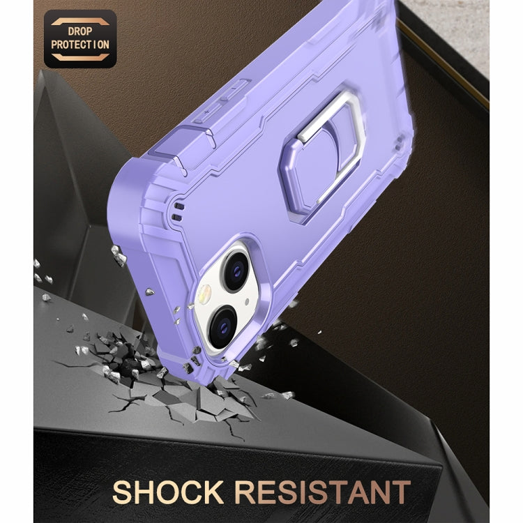 For iPhone 13 mini PC + Rubber 3-layers Shockproof Protective Case with Rotating Holder