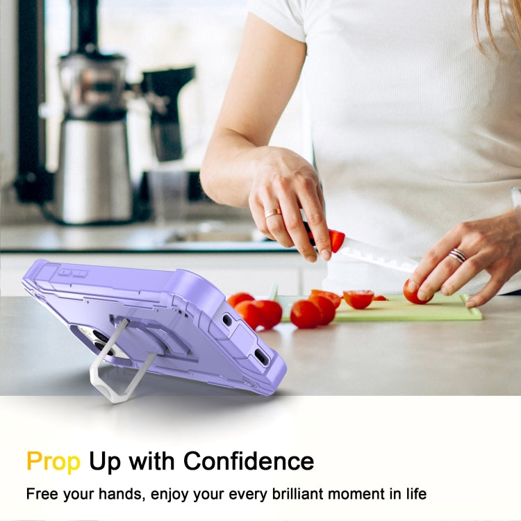 For iPhone 13 mini PC + Rubber 3-layers Shockproof Protective Case with Rotating Holder