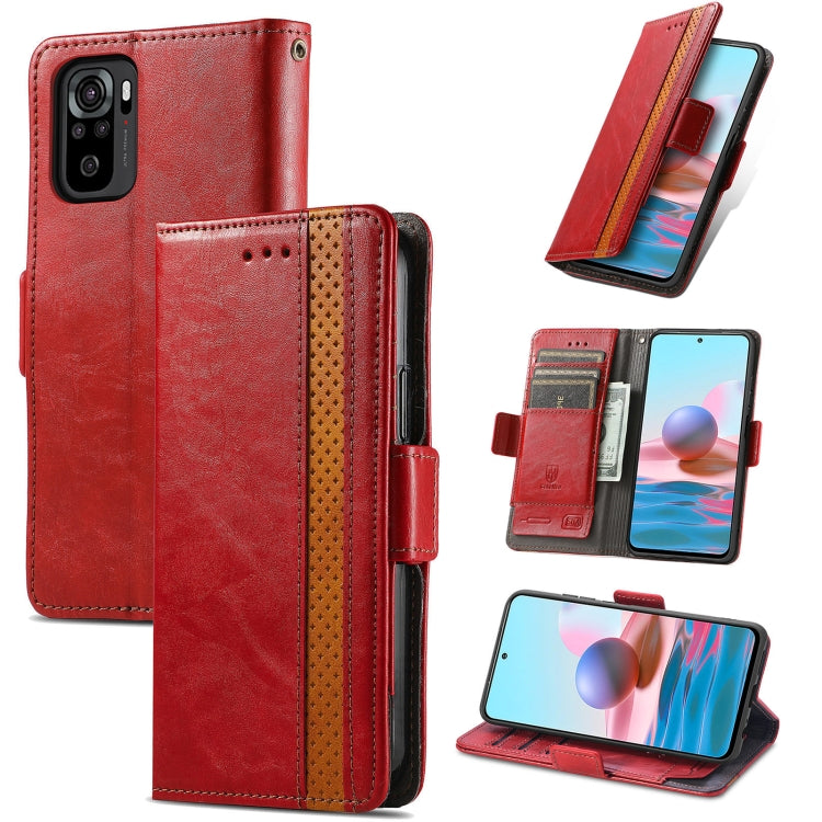 For Xiaomi Redmi Note 10 CaseNeo Business Splicing Dual Magnetic Buckle Horizontal Flip PU Leather Case with Holder & Card Slots & Wallet