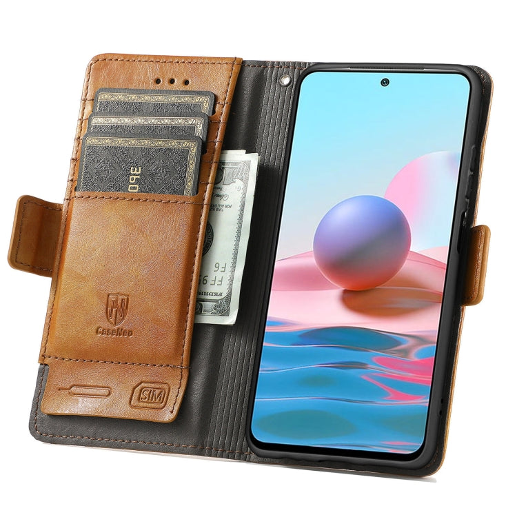 For Xiaomi Redmi Note 10 CaseNeo Business Splicing Dual Magnetic Buckle Horizontal Flip PU Leather Case with Holder & Card Slots & Wallet