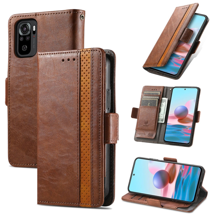 For Xiaomi Redmi Note 10 CaseNeo Business Splicing Dual Magnetic Buckle Horizontal Flip PU Leather Case with Holder & Card Slots & Wallet