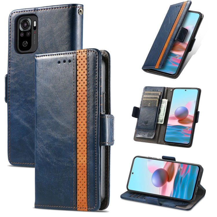 For Xiaomi Redmi Note 10 CaseNeo Business Splicing Dual Magnetic Buckle Horizontal Flip PU Leather Case with Holder & Card Slots & Wallet