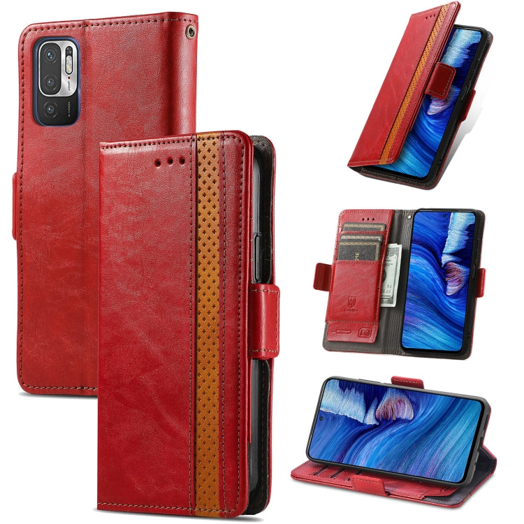 For Xiaomi Redmi Note 10 5G CaseNeo Business Splicing Dual Magnetic Buckle Horizontal Flip PU Leather Case with Holder & Card Slots & Wallet