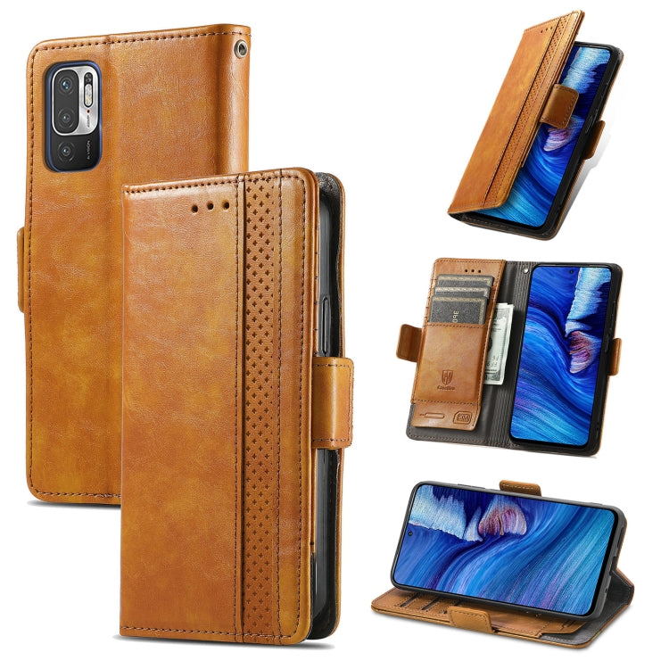 For Xiaomi Redmi Note 10 5G CaseNeo Business Splicing Dual Magnetic Buckle Horizontal Flip PU Leather Case with Holder & Card Slots & Wallet
