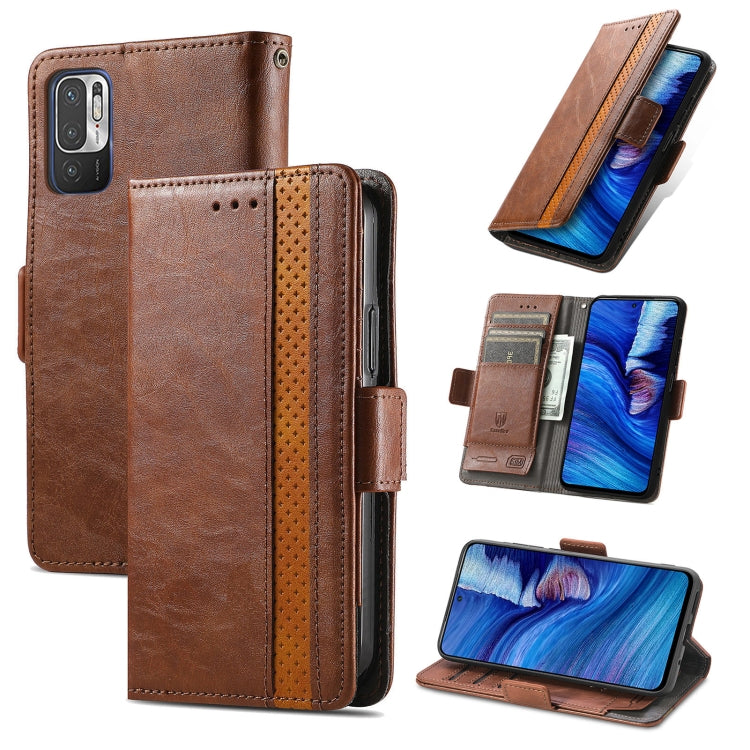 For Xiaomi Redmi Note 10 5G CaseNeo Business Splicing Dual Magnetic Buckle Horizontal Flip PU Leather Case with Holder & Card Slots & Wallet