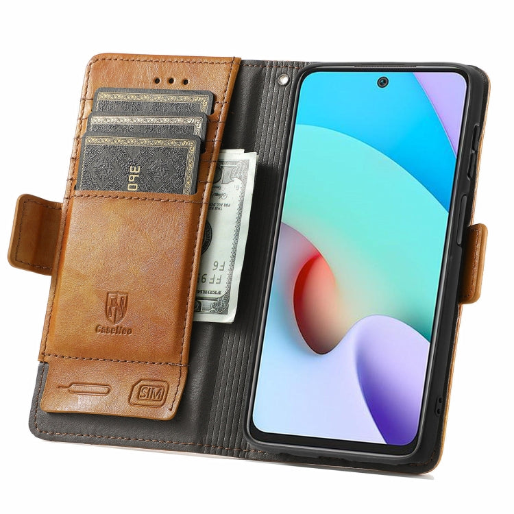 For Xiaomi Redmi 10 CaseNeo Business Splicing Dual Magnetic Buckle Horizontal Flip PU Leather Case with Holder & Card Slots & Wallet