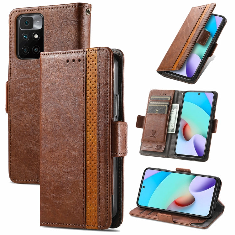 For Xiaomi Redmi 10 CaseNeo Business Splicing Dual Magnetic Buckle Horizontal Flip PU Leather Case with Holder & Card Slots & Wallet