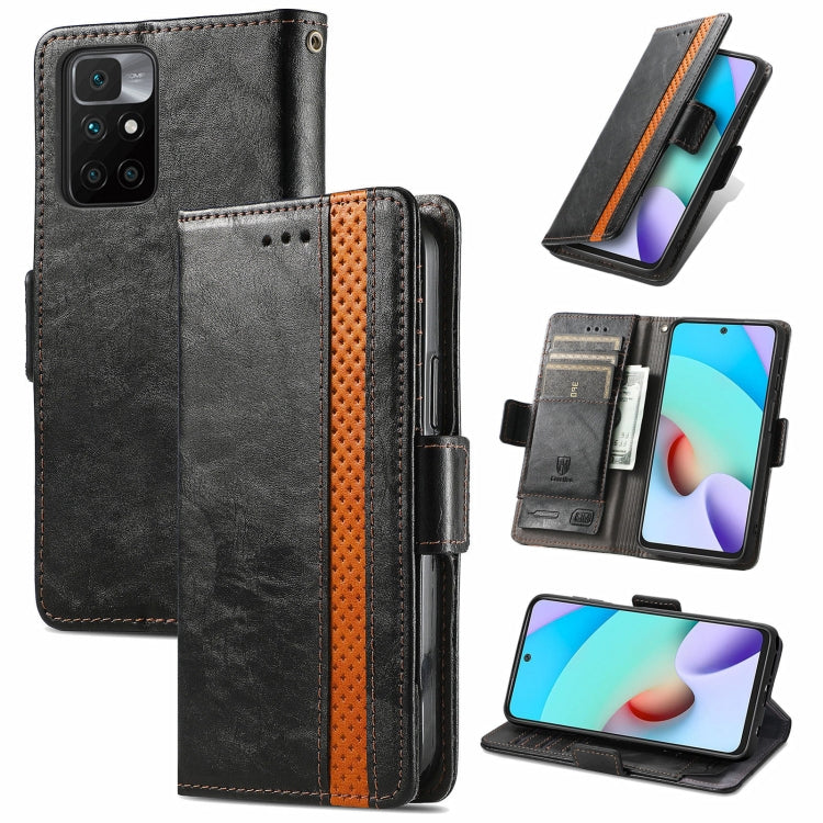 For Xiaomi Redmi 10 CaseNeo Business Splicing Dual Magnetic Buckle Horizontal Flip PU Leather Case with Holder & Card Slots & Wallet