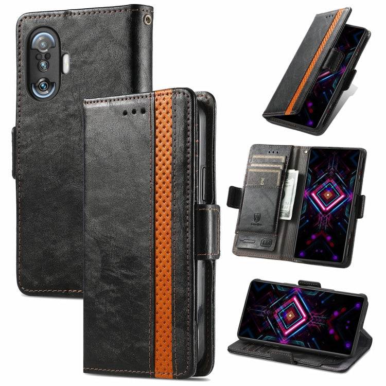 For Xiaomi Redmi K40 Gaming CaseNeo Business Splicing Dual Magnetic Buckle Horizontal Flip PU Leather Case with Holder & Card Slots & Wallet
