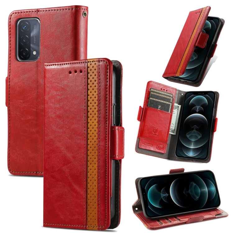 For OPPO A93 5G CaseNeo Business Splicing Dual Magnetic Buckle Horizontal Flip PU Leather Case with Holder & Card Slots & Wallet