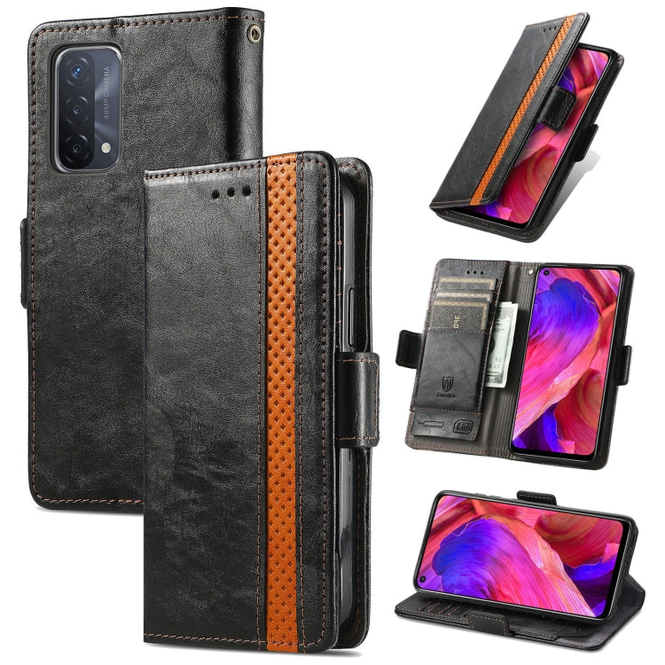 For OPPO A93 5G CaseNeo Business Splicing Dual Magnetic Buckle Horizontal Flip PU Leather Case with Holder & Card Slots & Wallet