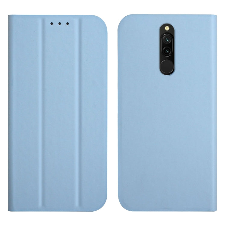 For Xiaomi Redmi 8 3-Folding Ultrathin Skin Feel Magnetic Solid Color Horizontal Flip Leather Case with Holder