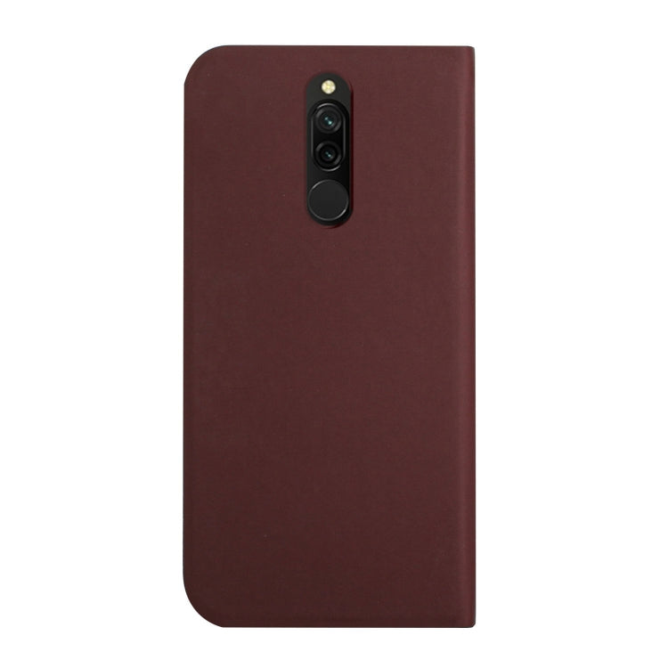 For Xiaomi Redmi 8 3-Folding Ultrathin Skin Feel Magnetic Solid Color Horizontal Flip Leather Case with Holder