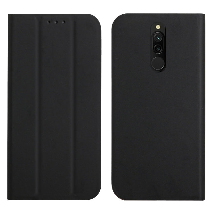 For Xiaomi Redmi 8 3-Folding Ultrathin Skin Feel Magnetic Solid Color Horizontal Flip Leather Case with Holder