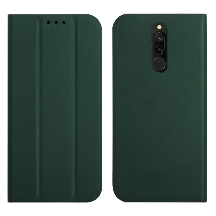 For Xiaomi Redmi 8 3-Folding Ultrathin Skin Feel Magnetic Solid Color Horizontal Flip Leather Case with Holder