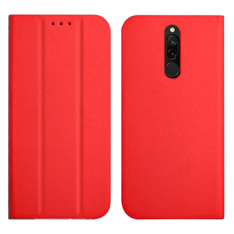 For Xiaomi Redmi 8 3-Folding Ultrathin Skin Feel Magnetic Solid Color Horizontal Flip Leather Case with Holder