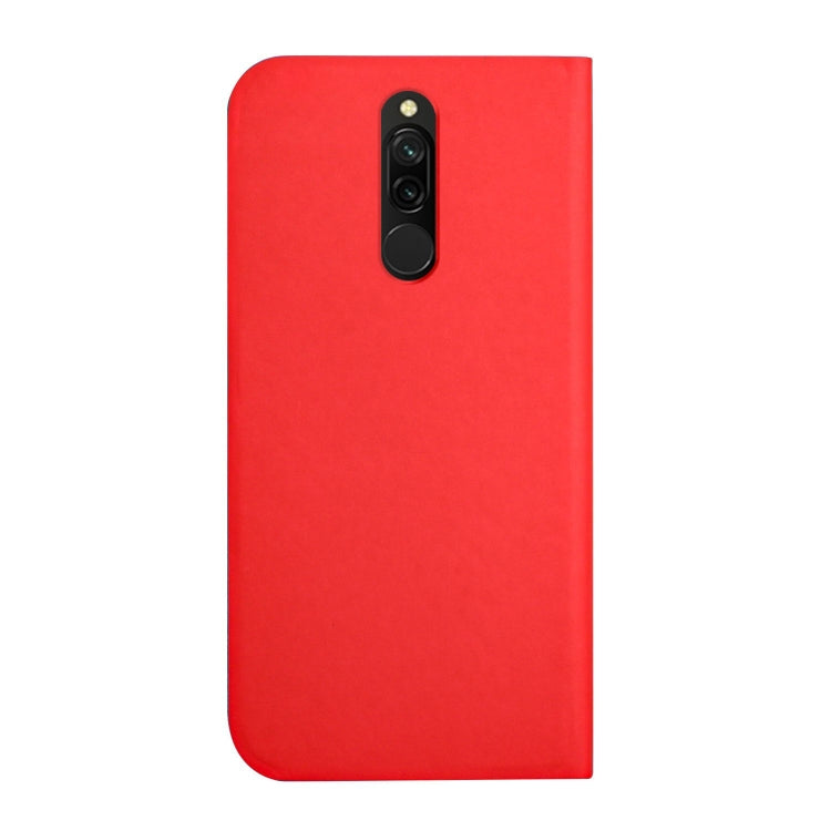 For Xiaomi Redmi 8 3-Folding Ultrathin Skin Feel Magnetic Solid Color Horizontal Flip Leather Case with Holder