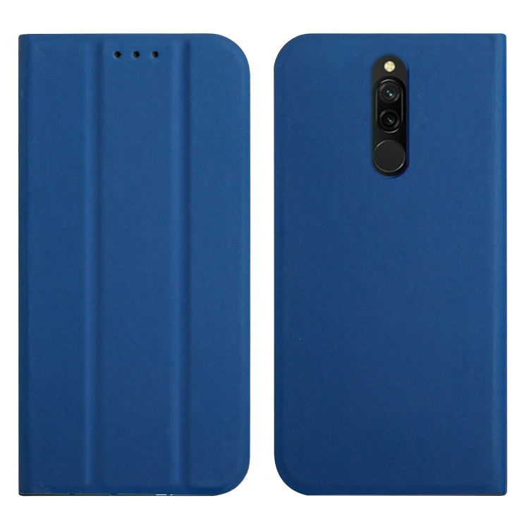 For Xiaomi Redmi 8 3-Folding Ultrathin Skin Feel Magnetic Solid Color Horizontal Flip Leather Case with Holder