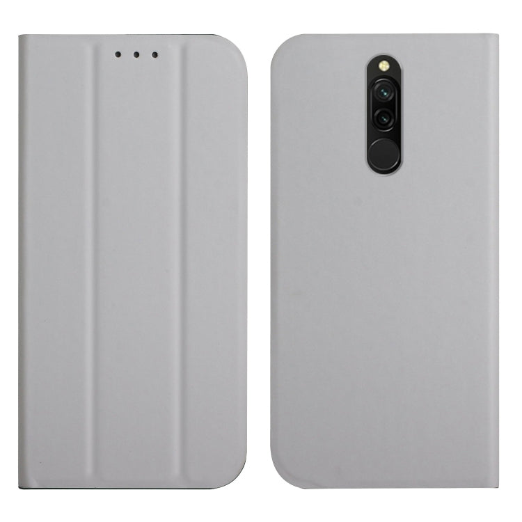 For Xiaomi Redmi 8 3-Folding Ultrathin Skin Feel Magnetic Solid Color Horizontal Flip Leather Case with Holder