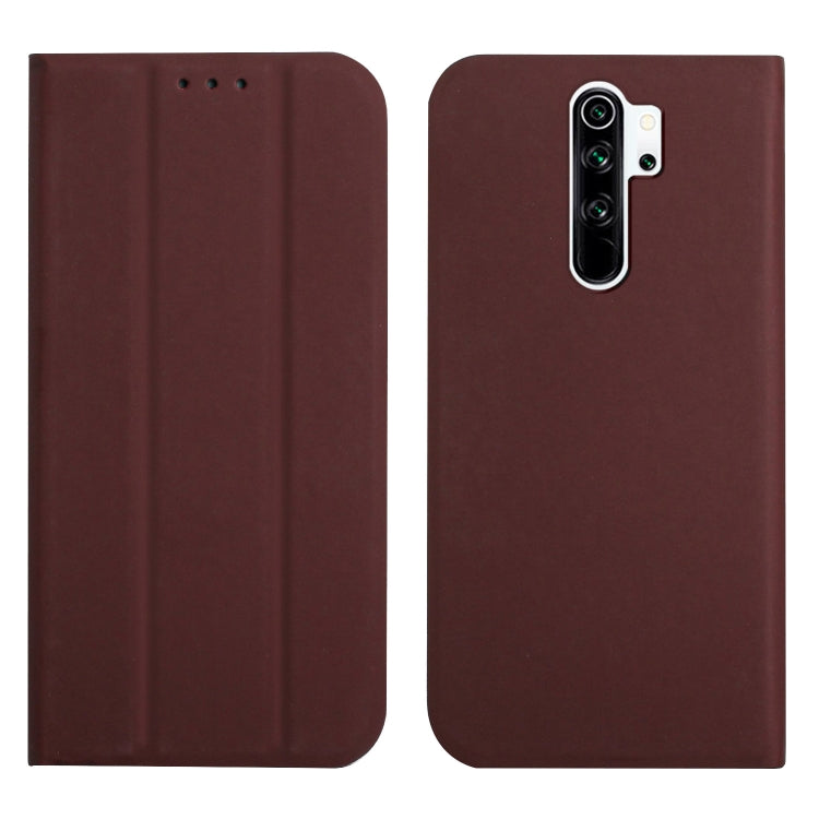For Xiaomi Redmi 9 3-Folding Ultrathin Skin Feel Magnetic Solid Color Horizontal Flip Leather Case with Holder