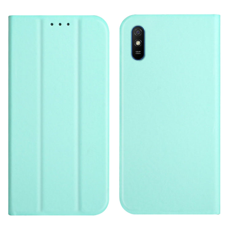 For Xiaomi Redmi 9A 3-Folding Ultrathin Skin Feel Magnetic Solid Color Horizontal Flip Leather Case with Holder