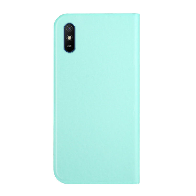For Xiaomi Redmi 9A 3-Folding Ultrathin Skin Feel Magnetic Solid Color Horizontal Flip Leather Case with Holder