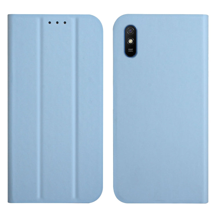 For Xiaomi Redmi 9A 3-Folding Ultrathin Skin Feel Magnetic Solid Color Horizontal Flip Leather Case with Holder