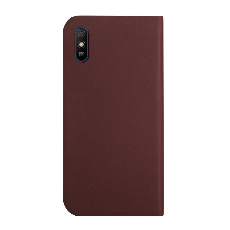 For Xiaomi Redmi 9A 3-Folding Ultrathin Skin Feel Magnetic Solid Color Horizontal Flip Leather Case with Holder