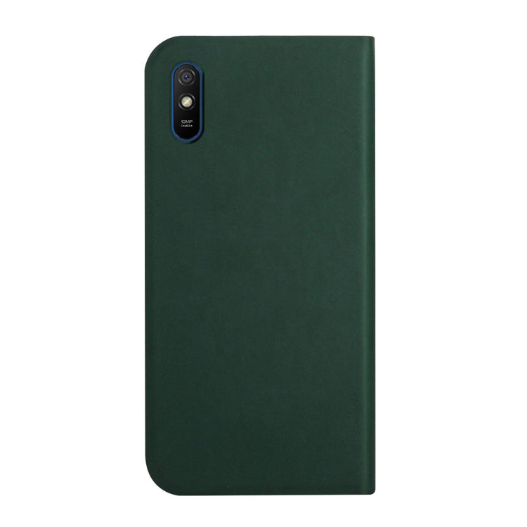 For Xiaomi Redmi 9A 3-Folding Ultrathin Skin Feel Magnetic Solid Color Horizontal Flip Leather Case with Holder