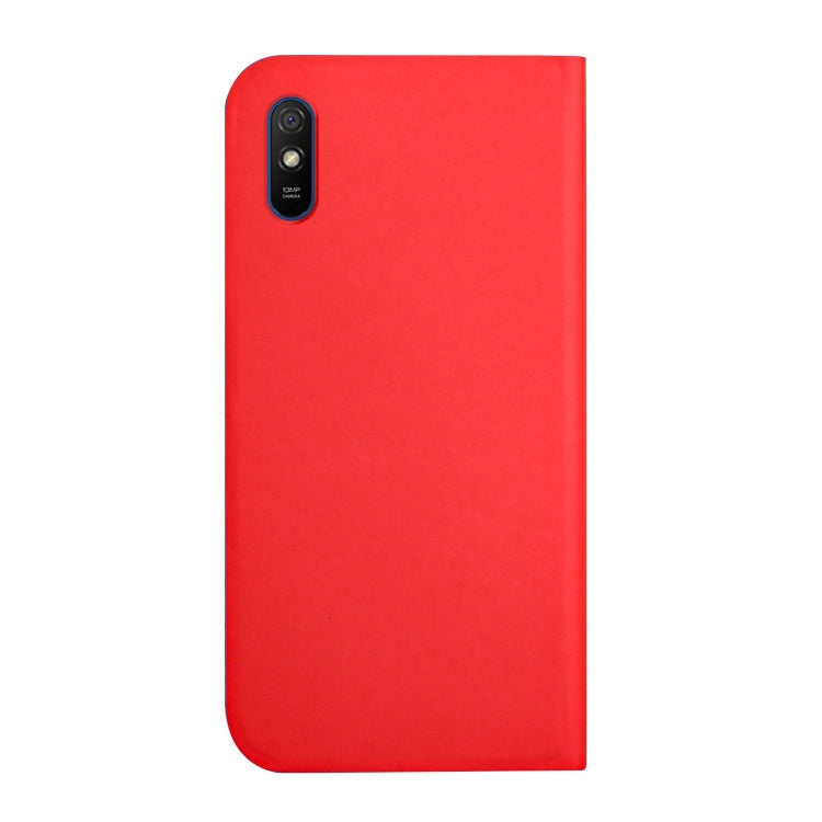 For Xiaomi Redmi 9A 3-Folding Ultrathin Skin Feel Magnetic Solid Color Horizontal Flip Leather Case with Holder