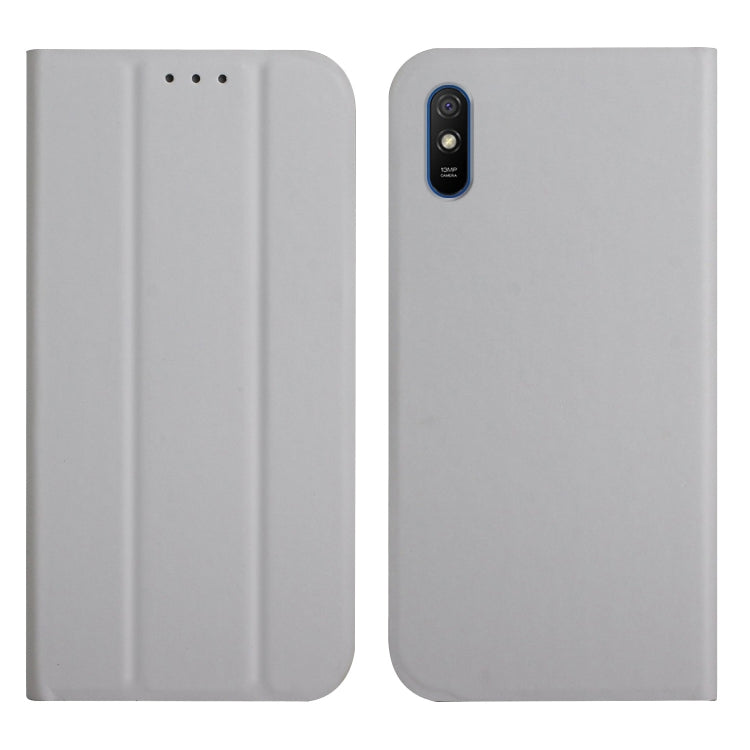 For Xiaomi Redmi 9A 3-Folding Ultrathin Skin Feel Magnetic Solid Color Horizontal Flip Leather Case with Holder