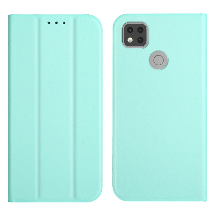 For Xiaomi Redmi 9C 3-Folding Ultrathin Skin Feel Magnetic Solid Color Horizontal Flip Leather Case with Holder