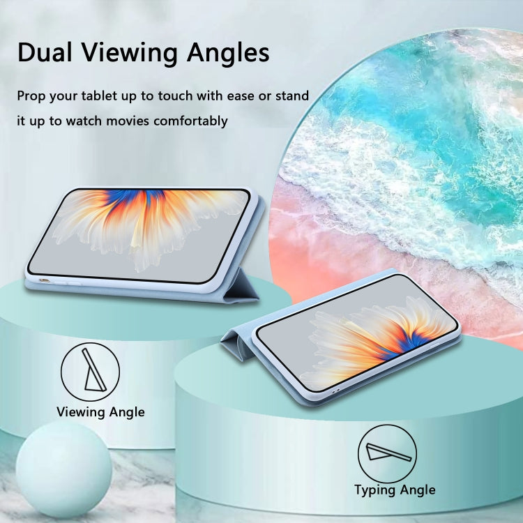 For Xiaomi Redmi 9C 3-Folding Ultrathin Skin Feel Magnetic Solid Color Horizontal Flip Leather Case with Holder