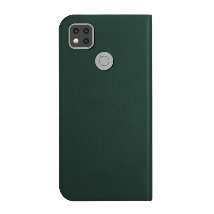 For Xiaomi Redmi 9C 3-Folding Ultrathin Skin Feel Magnetic Solid Color Horizontal Flip Leather Case with Holder