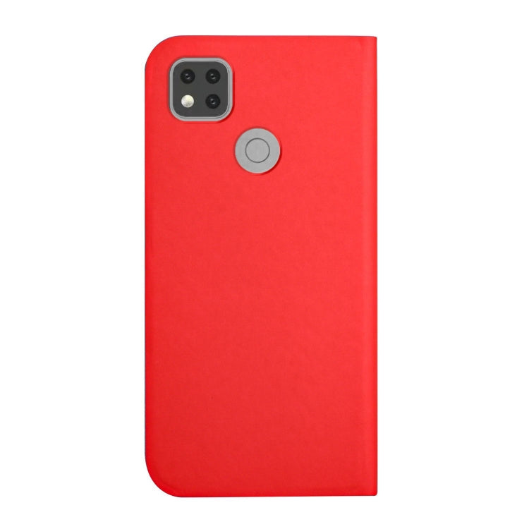 For Xiaomi Redmi 9C 3-Folding Ultrathin Skin Feel Magnetic Solid Color Horizontal Flip Leather Case with Holder