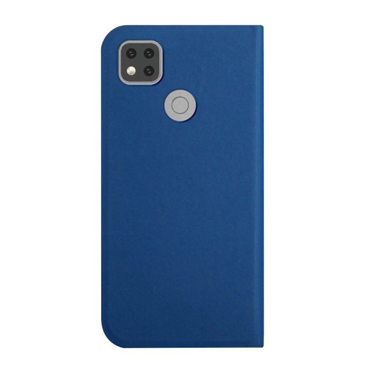 For Xiaomi Redmi 9C 3-Folding Ultrathin Skin Feel Magnetic Solid Color Horizontal Flip Leather Case with Holder