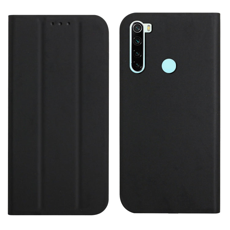 For Xiaomi Redmi Note 8 3-Folding Ultrathin Skin Feel Magnetic Solid Color Horizontal Flip Leather Case with Holder
