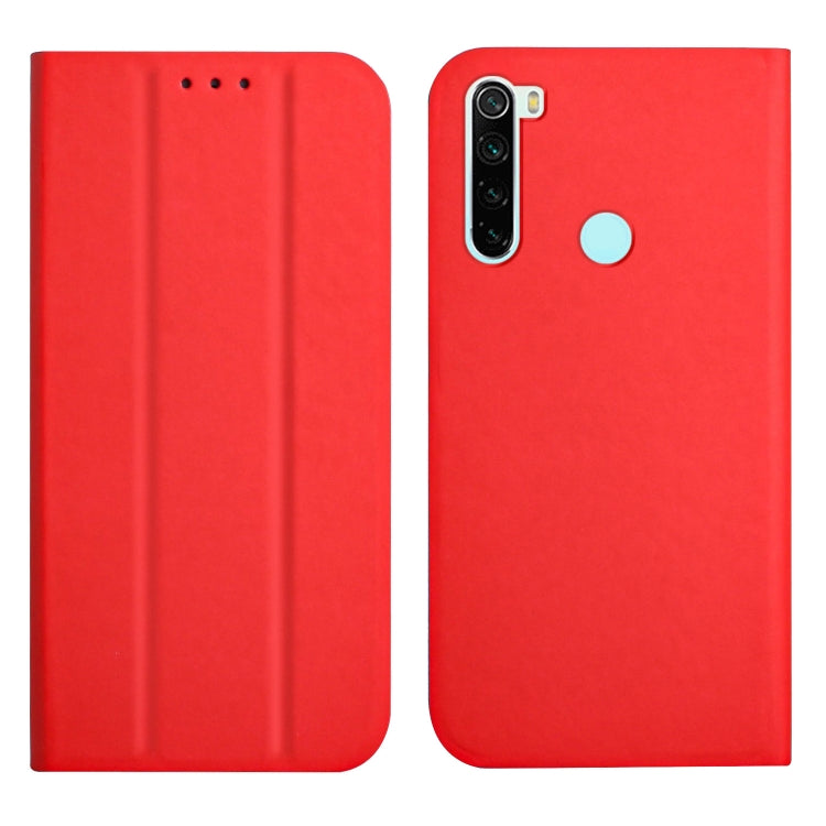 For Xiaomi Redmi Note 8 3-Folding Ultrathin Skin Feel Magnetic Solid Color Horizontal Flip Leather Case with Holder
