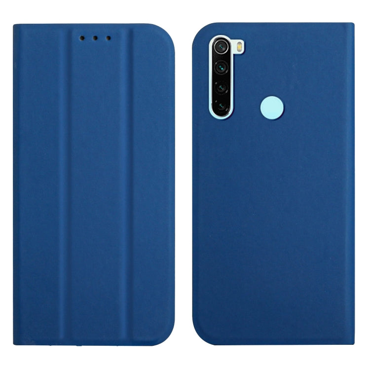 For Xiaomi Redmi Note 8 3-Folding Ultrathin Skin Feel Magnetic Solid Color Horizontal Flip Leather Case with Holder