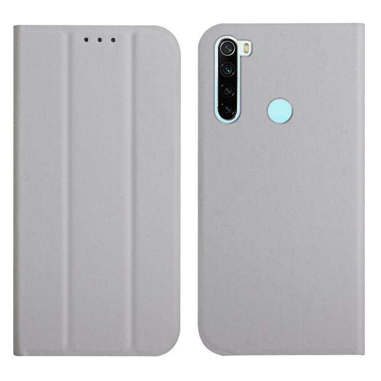For Xiaomi Redmi Note 8 3-Folding Ultrathin Skin Feel Magnetic Solid Color Horizontal Flip Leather Case with Holder