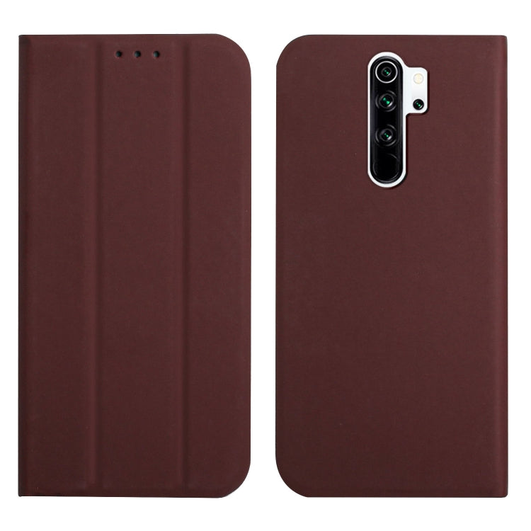 For Xiaomi Redmi Note 8 Pro 3-Folding Ultrathin Skin Feel Magnetic Solid Color Horizontal Flip Leather Case with Holder